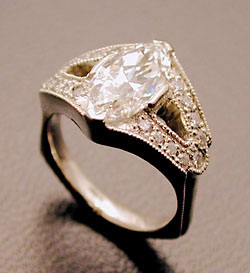 Antique style Marquee Diamond Ring